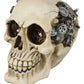 Ebros Steampunk Cyborg Protruding Gearwork Human Skull Statue Sci Fi Clockwork Gear Design Skeleton Cranium Figurine