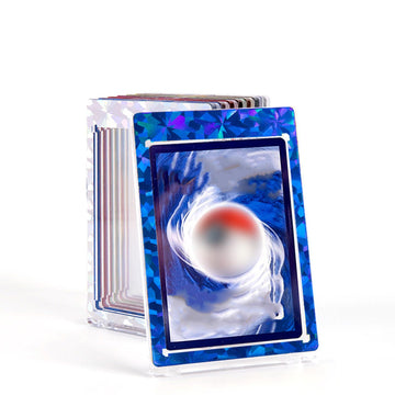 ReeTTo 5 PCS Magnetic Card Holder  35pt One Touch Laser Bronzing Card Holder  U-V Protectors Hard Plastic for Trading Cards  Magnet Case  Sports  Football  Baseball Cards Holder-Glass Blue