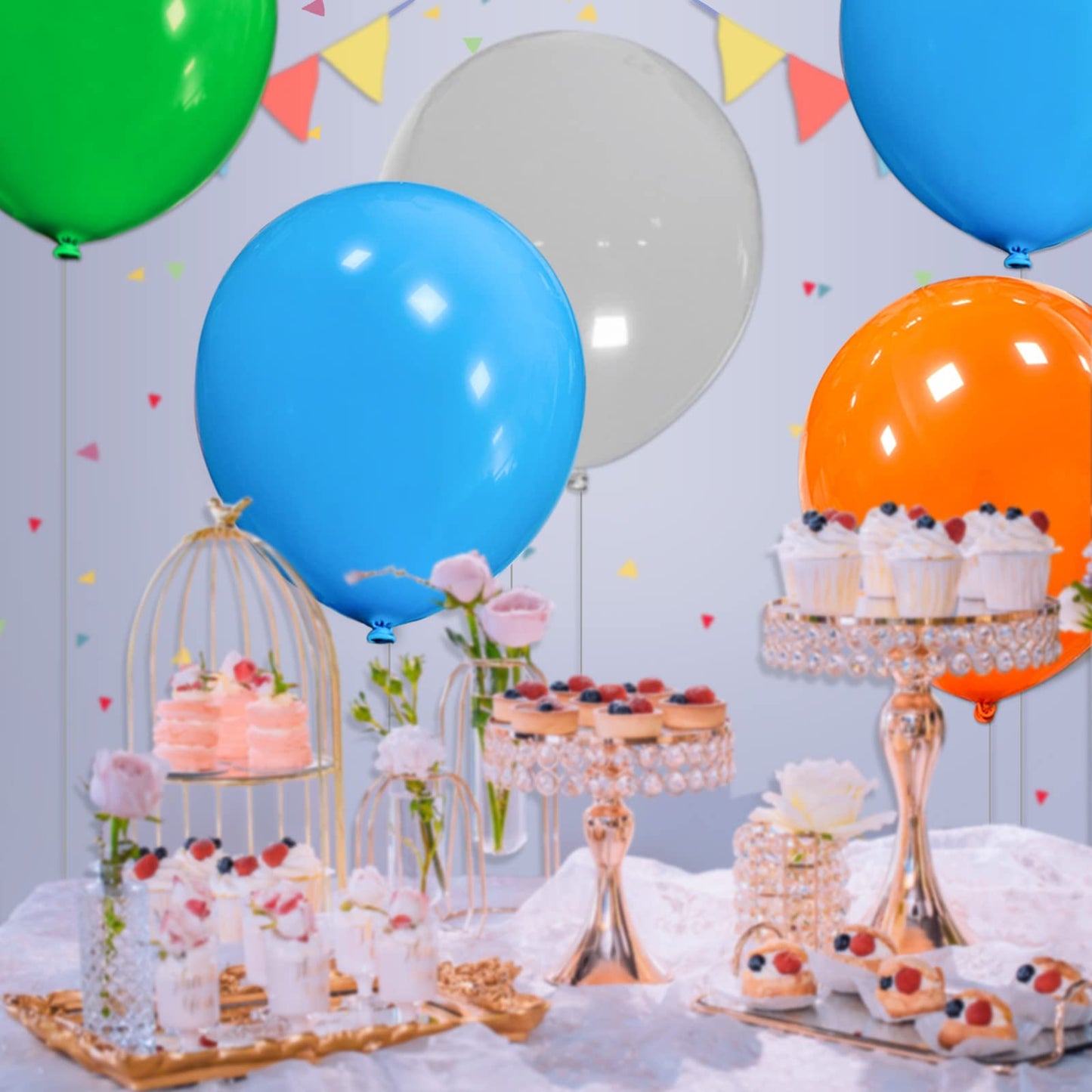 32Pcs Blue Big Balloons 18 Inch, Round Large Latex Party Balloons For Birthday Wedding Decorations. (Light Blue)