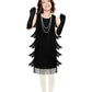 Inbakjade Girls 1920'S Costume Accessories Halloween Costumes Flapper Fringed Dresses Costume Set For Kids (7-9Years)