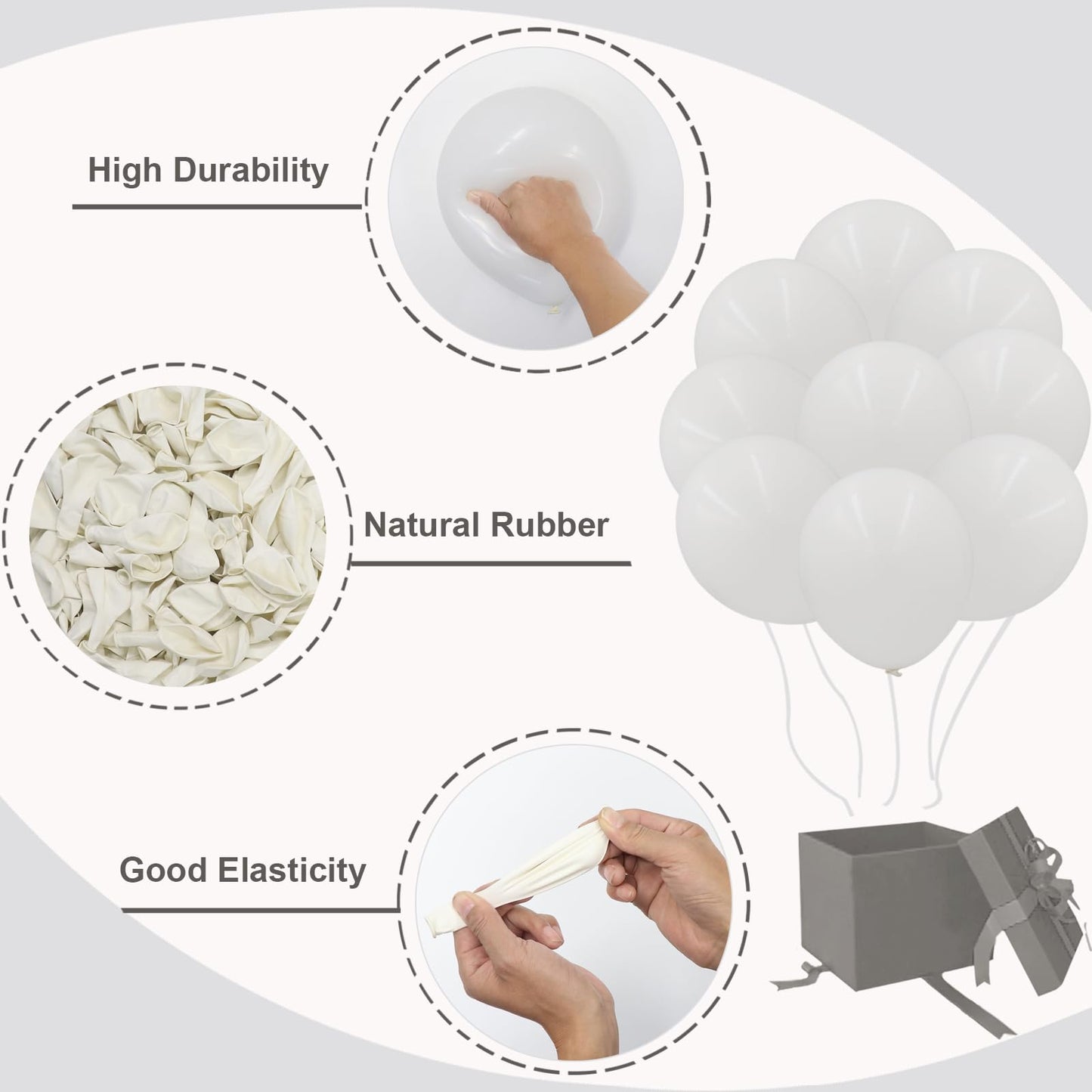 White Balloons In Different Sizes 5 10 12 18Inch-134Pcs Matte White Balloons For Garland Arch