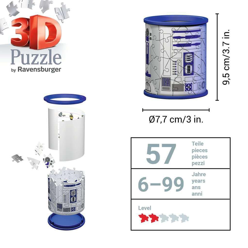 Ravensburger - 3D Puzzle Pencil Pot - Star Wars - Ages 6+ - 54 Numbered Pieces To Assemble Without Glue - Accessories Included -