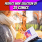 DNJ COMICS Marvel Comics & DC Comic Books Collection 25 Pack - Comic Book Gift Box for Kids, Teens and Adults - Great Mix of Uni