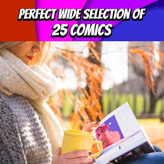 DNJ COMICS Marvel Comics & DC Comic Books Collection 25 Pack - Comic Book Gift Box for Kids, Teens and Adults - Great Mix of Uni