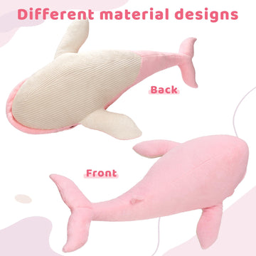 Tezituor 4ft Giant Whale Stuffed Animal, 43.3 inch Large Stuffed Pink Whale Plush Ocean Toys, Hugging Soft Whale Plush Pillow fo