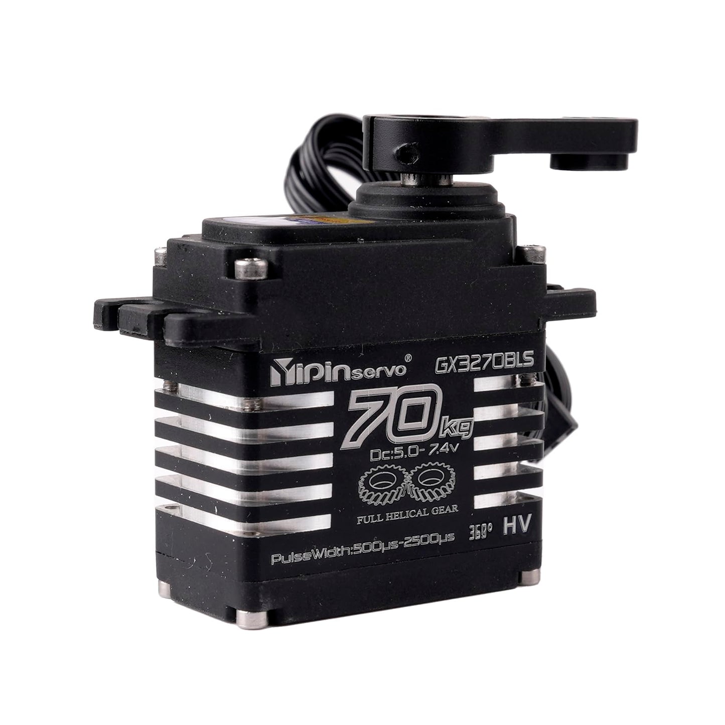 Rcmakl 70Kg High Torque,Gx3270Bls Digital Rc Servo, 180/270/360 Degree Metal Gear, Ip68 Brushless Motor, Black (360 Degree)