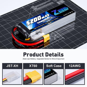 Zeee 3S Lipo Battery 5200mAh 50C 11.1V RC Batteries with XT60 Connector Soft Case for RC Airplane Helicopter Plane Quadcopter RC