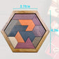 KINGOU Hexagon Tangram Puzzle - Wooden Brain Teaser for Kids & Adults, Family Fun Game, Model Puzzle-102R
