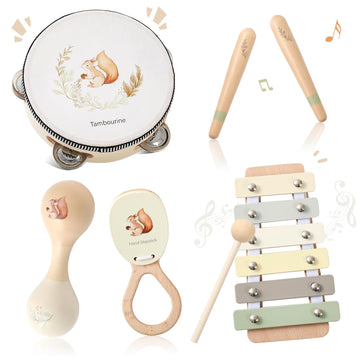 Toddler Musical Instruments | Baby Musical Toys Wooden Toys Educational Toys for Toddlers | Neutral Color Musical Instruments Se