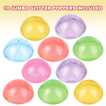 Artcreativity Jumbo Glitter Poppers, Set Of 10, Pop-Up Half Ball Toys In Assorted Glittery Colors, Old School Retro 90S Toys For Kids, Birthday Party Favors, Goodie Bag Fillers For Boys And Girls