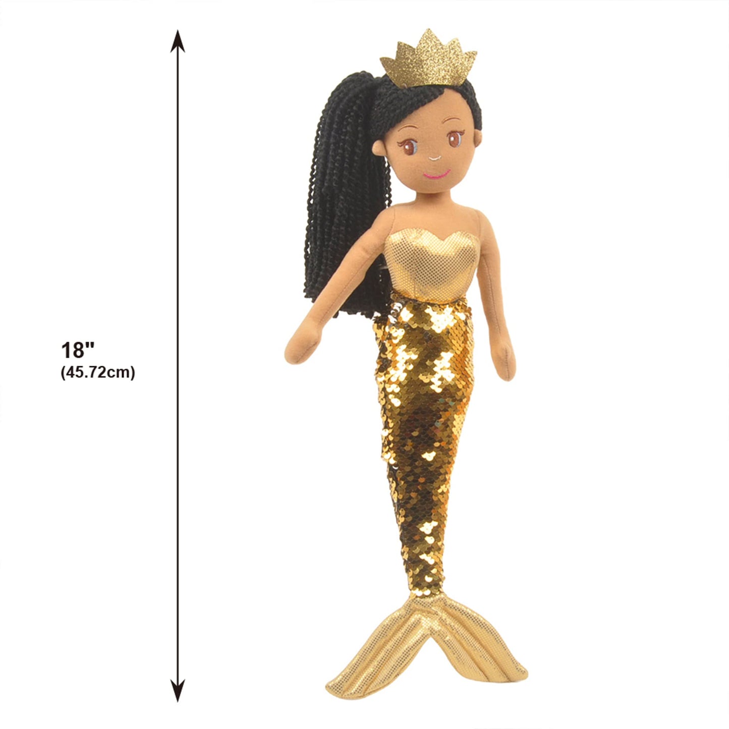 Linzy Toys, Kristal Mermaid With Reversible Sequin Tail, Soft Plush Mermaid Doll, Gold, 18' Mermaid Toys For Little Girls, Sirenas Para Ninas, Sirenas Plush (89001-2)