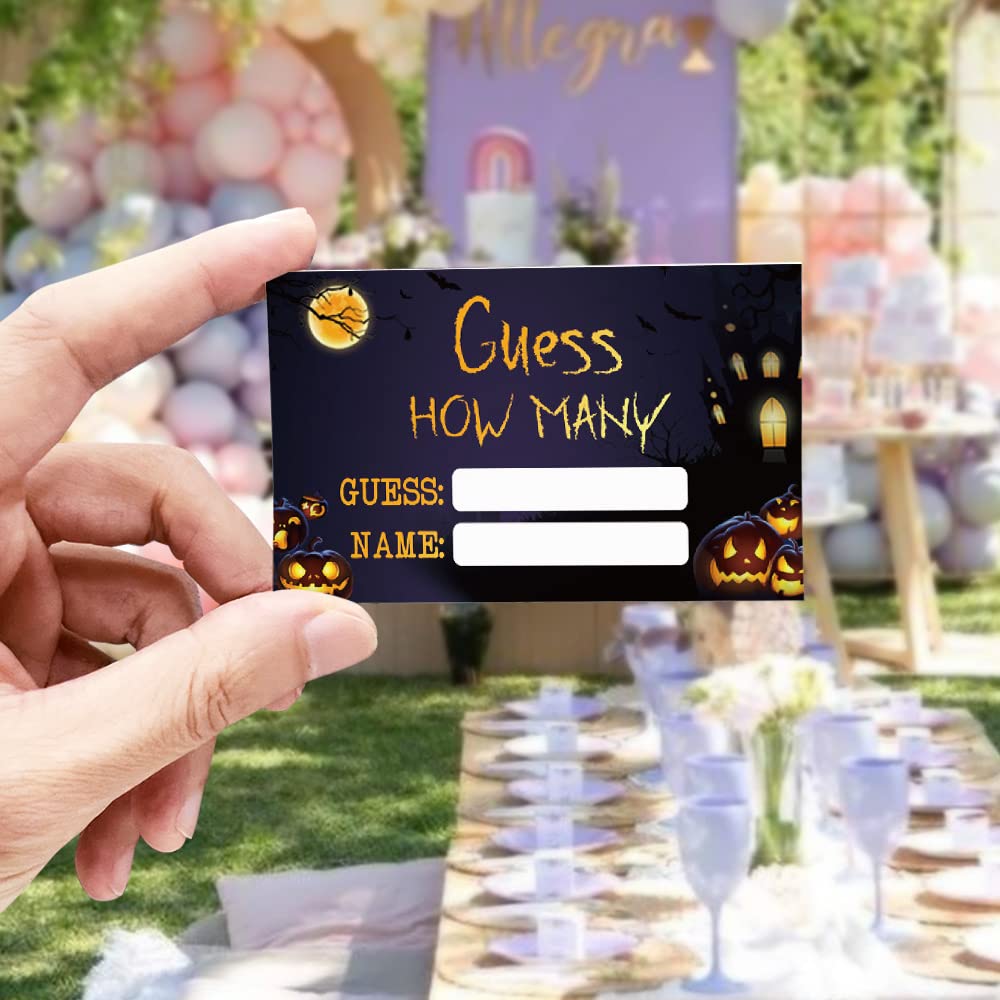 Hiweran Halloween Guess How Many Candies Party Game Cards, Funny Pumpkin Party Raffle Ticket, Gag Activities Party Decorations G