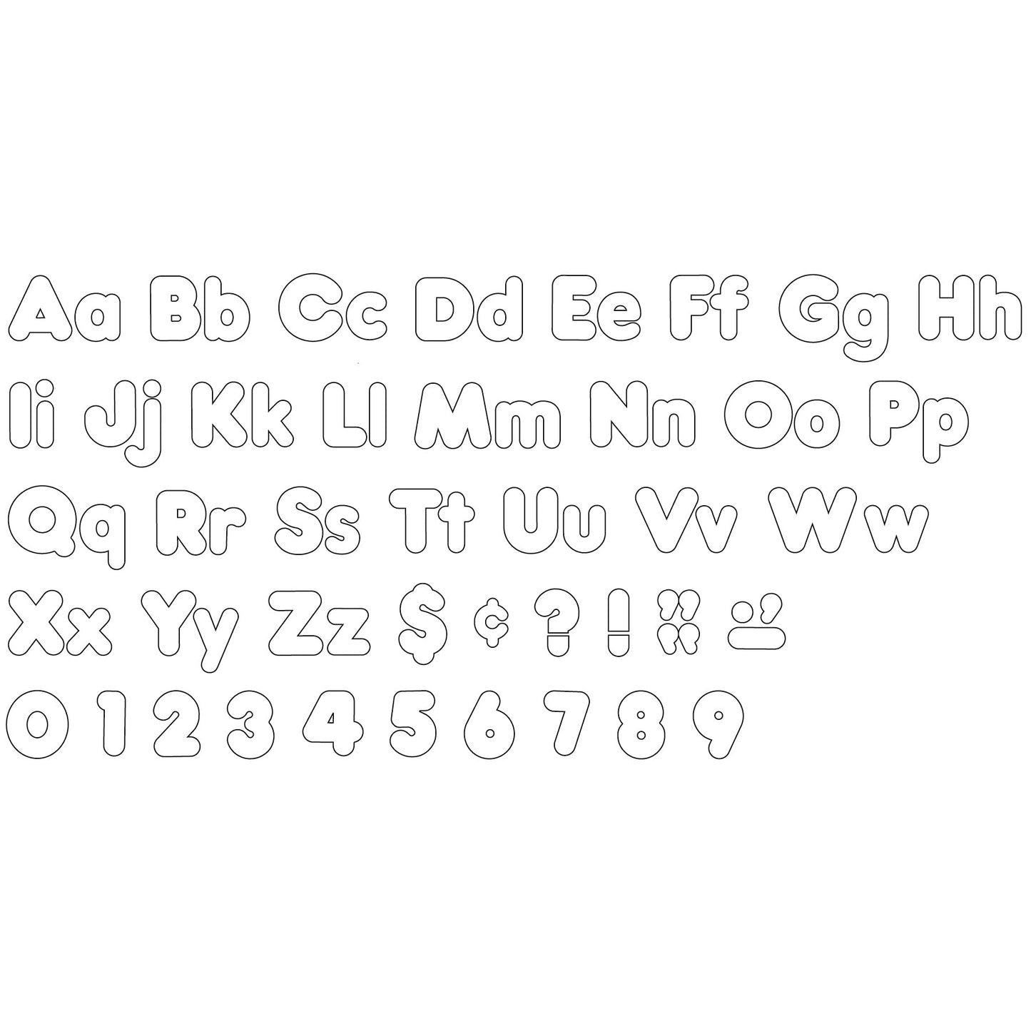 Trend White 4-Inch Casual Uppercase/Lowercase Combo Pack Ready Letters, 182 Per Pack, 3 Packs