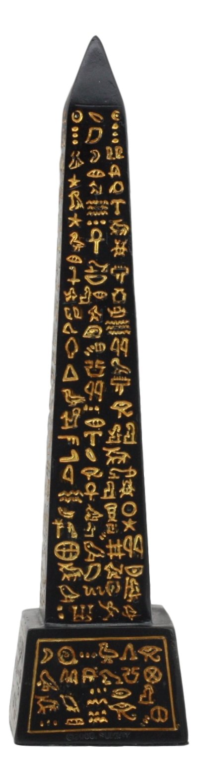 Ebros Egyptian Temple Of Ra Desert Obelisk With Hieroglyphs Statue 8' Tall Ancient Egypt Landmark Obelisks Pillar Tower Figurine (Black And Gold)