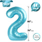 Pearlescent Blue 2 Balloon, Number Balloons 40 Inch, 2Nd Balloon Number Birthday Decorations, Second Two Birthday Party Supplies