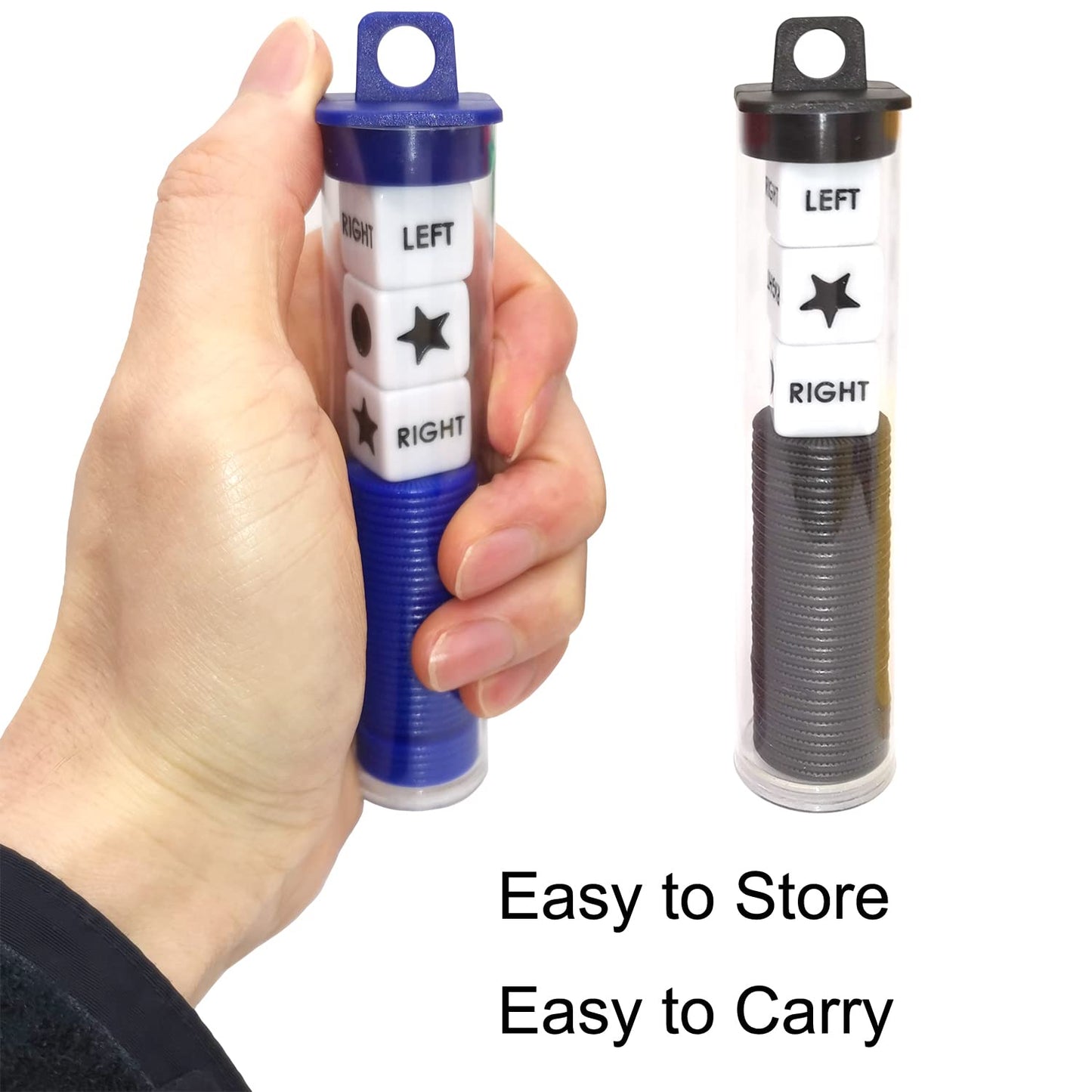 Ahoper Left Right Center Dice Game Prime Set Bundle With 3 Dices + 36 Chips. Round Tube Storage Is Very Convenient For Travel. Easy To Store, Carry Around. (2 Pack)