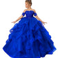 Zpvp Tulle Princess Girls Pageant Dress Tiered Ruffles Flower Girl Dress Beaded Appliques Wedding Party Costumes Royal Blue Us6
