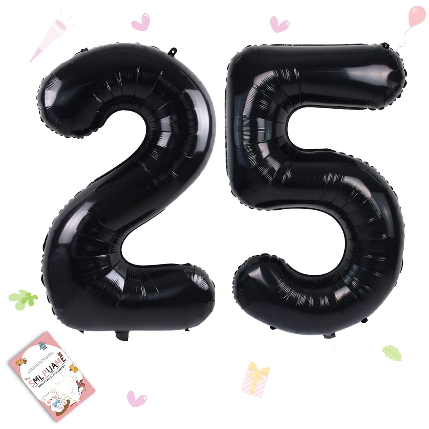 Smlpuame 40 Inch Black Number 25 Balloon – Aluminum Foil Digital Balloon for Birthday and Wedding Decorations