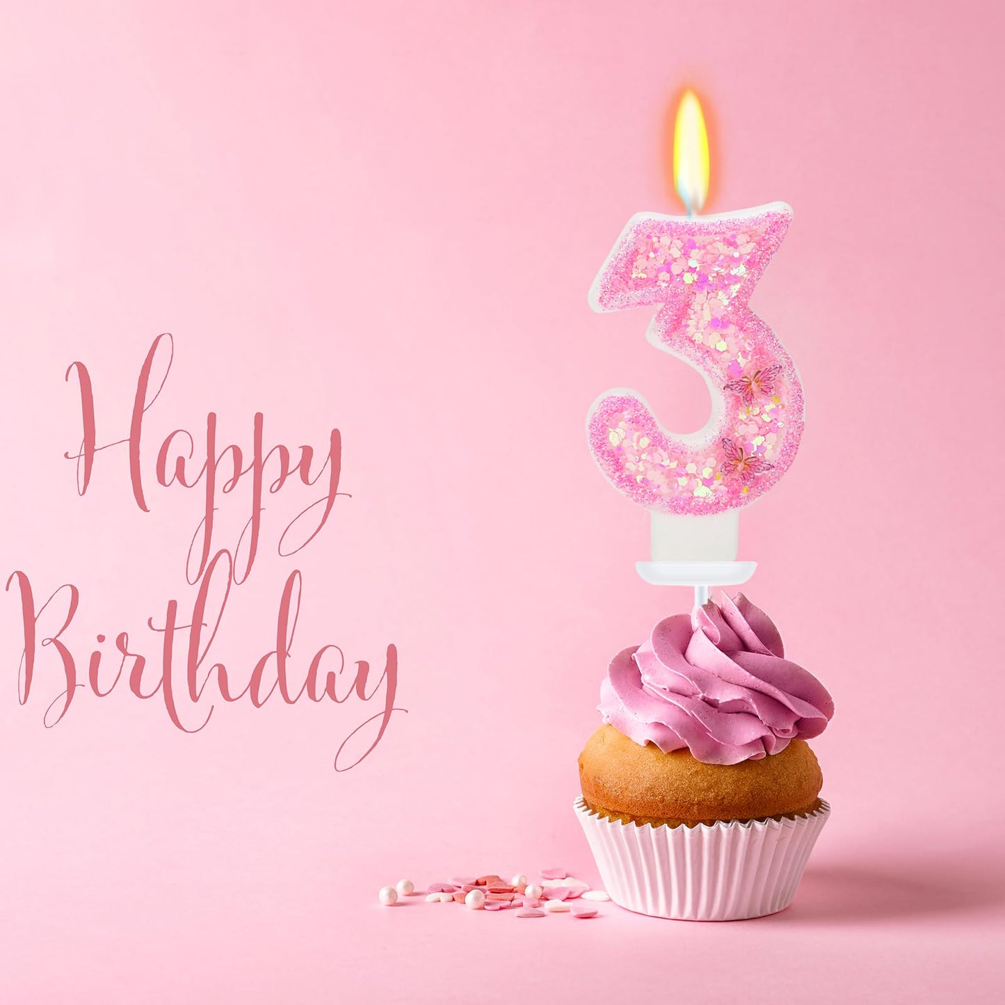 FAMGift Birthday Candles - Number 2 Candle, Butterfly Birthday Candles for Cake, Birthday Party Decorations, Theme Party Supplie