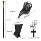 BUUFAN 4PCS Plague Bird Doctor Mask PU Leather Long Nose Beak Mask with Cloak Crucifixion Necklace Scepter Scary Halloween Mask