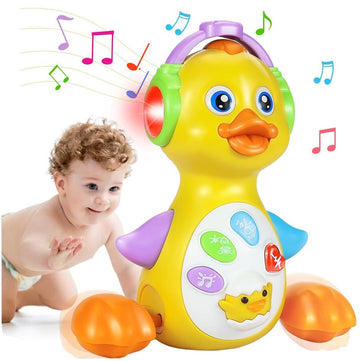 Haptime Duck Toys For Toddlers 1-3, Baby Toys 18+ Months, Musical And Light Up Duck Toys For Encouraging Crawling, Christmas Birthday Gift For 1-2 Year Old Boy Girl