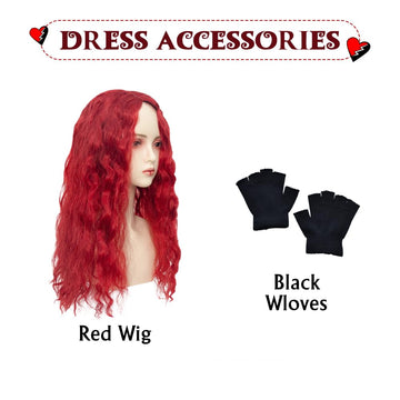 Btonai Girls Red Costume For Kids Rise Red Dress Princess Red Halloween Outfits With Wig And Gloves 3-9Y