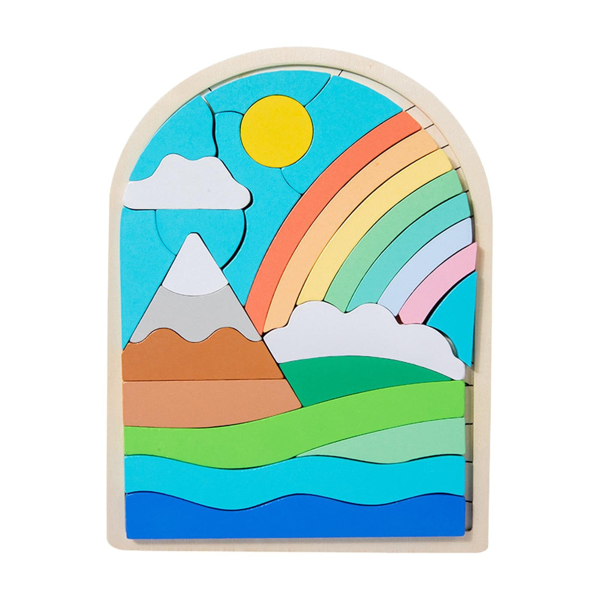 ATORSE Wooden Jigsaw Puzzles Colors and Shapes Cognition for Toddlers Children Baby Style A