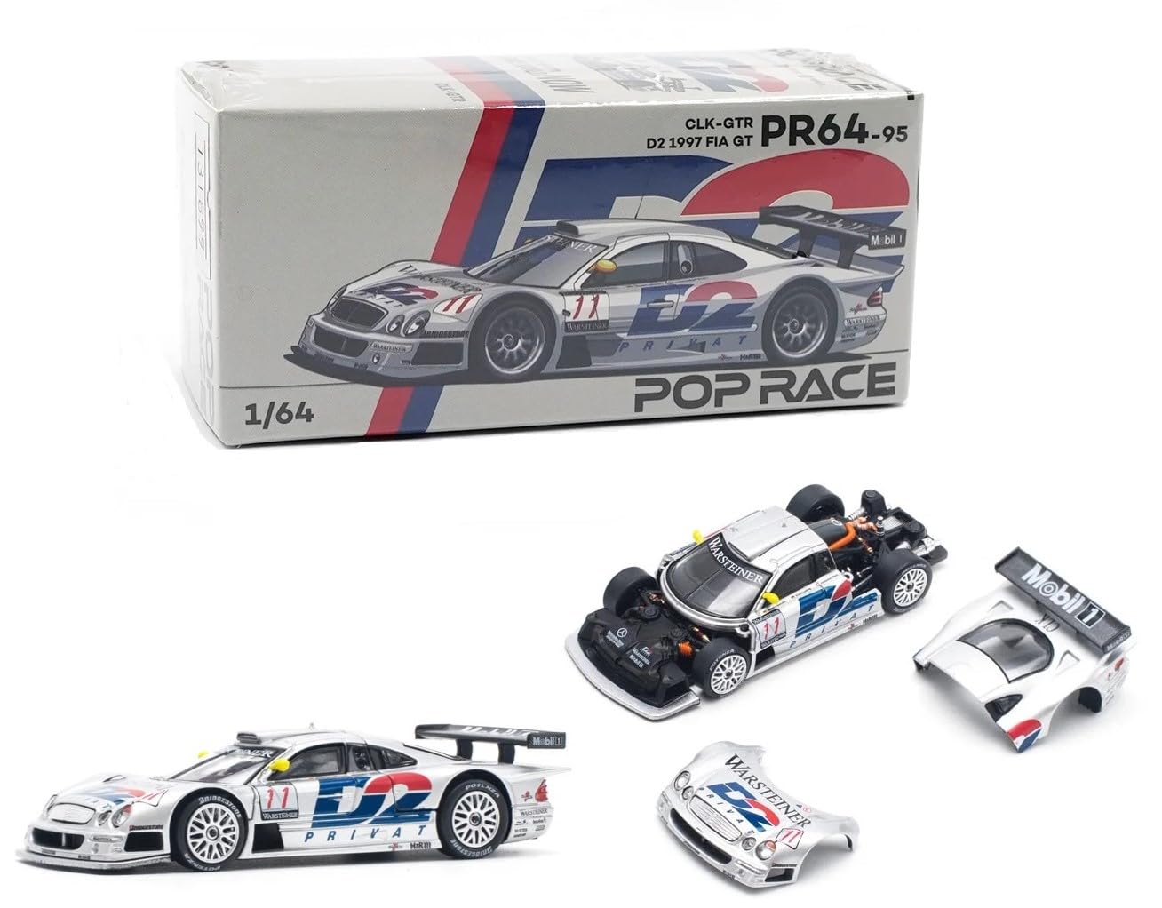Generic Diecast Model Car 1:64 Mercedes-Benz CLK AMG GTR 1997 Limited Edition Metal 2.75 inches
