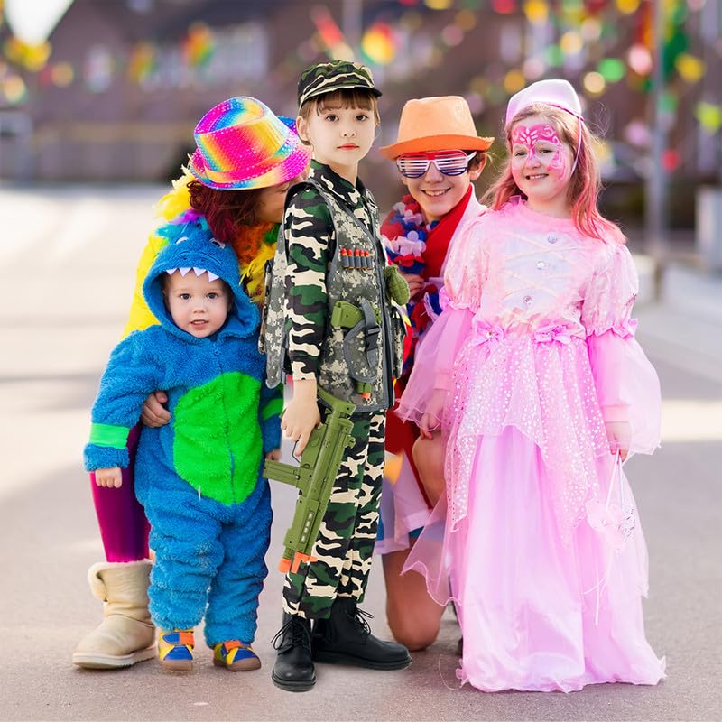 Udekit Army Uniform Cosplay Costume Soldier Outfits With Clothes, Tatical Vest And Other Toys Acessories For Kids 6Y To 8Y