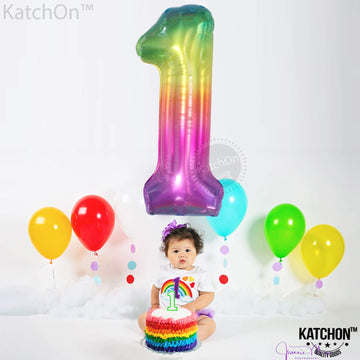 Giant Number One Balloon For First Birthday - 40 Inch Number 1 Balloons | Rainbow 1 Balloon For First Birthday Balloons | 1St Birthday Girl Decoration, 1St Birthday Balloons | 1St Birthday Decorations