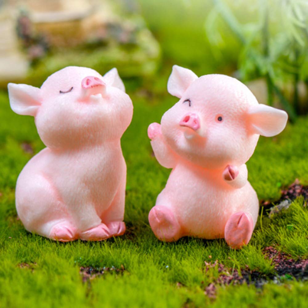 8pcs Miniature Pig Figurines, Cute Piggy Toy Figures Cake Toppers Fairy Garden Dollhouse Bonsai Micro Landscape Christmas Decor