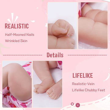 Jizhi Lifelike Reborn Baby Dolls - 20 Inch Soft Full Vinyl Body Realistic-Newborn Baby Dolls Adorable Poseable Real Life Baby Dolls With Feeding Kit & Gift Box For Kids Age 3 +