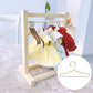 Jojofuny Ken Doll Clothes 10Pcs Doll Clothes Hanger, Miniature Metal Mini Doll Hangers, 2.5 X 1.3 Inch Dress Outfit Holders, Gol