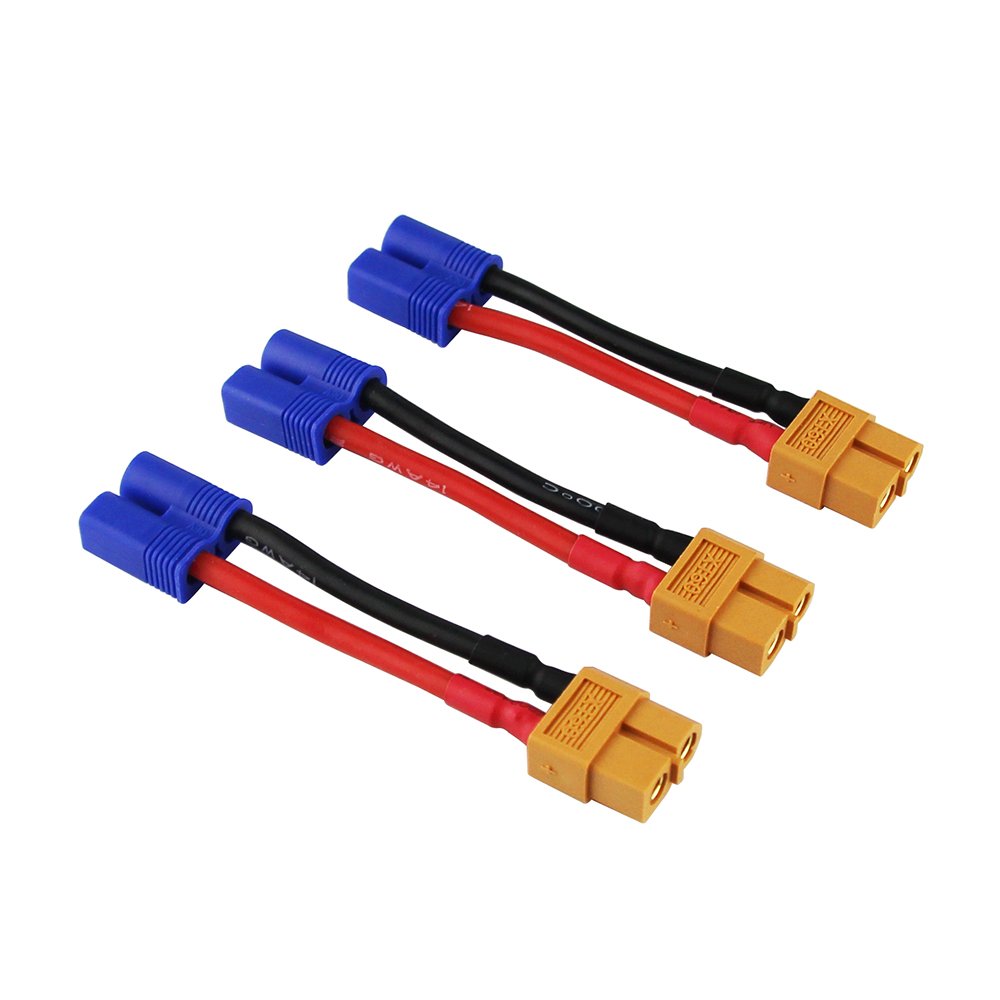 OliYin 3pcs Male EC3 to Female XT60 XT-60 Connector Adapter Converter Cable 14awg 1.96in for RC Lipo Battery(Pack of 3)