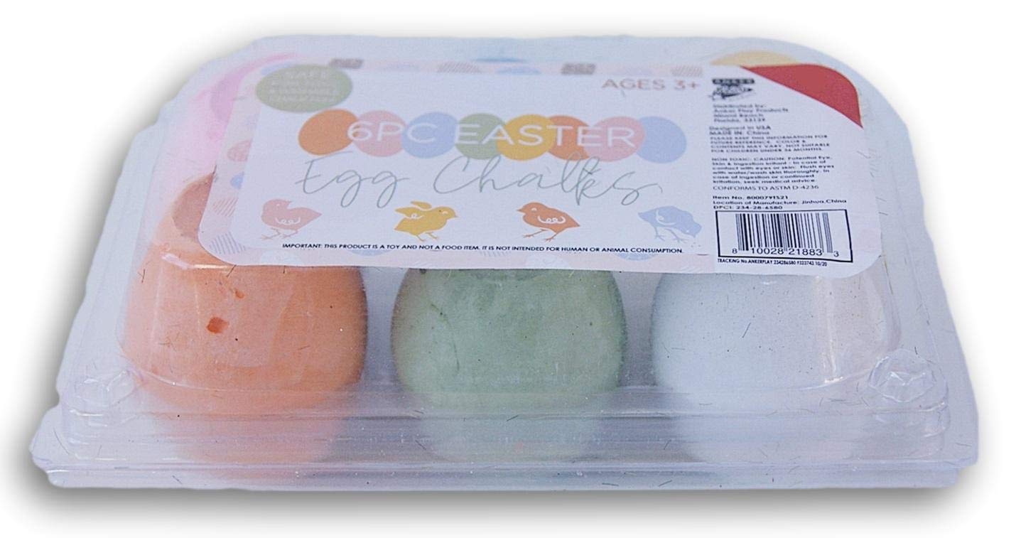 Easter Egg-Shaped Colorful Sidewalk Chalk - 6 Count