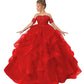 Zpvp Princess Flower Girl Dress For Wedding Long Tulle Girls Pageant Dress Puffy Ruffles Beaded Appliques Party Costumes Red Us1