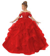 Zpvp Princess Flower Girl Dress For Wedding Long Tulle Girls Pageant Dress Puffy Ruffles Beaded Appliques Party Costumes Red Us1