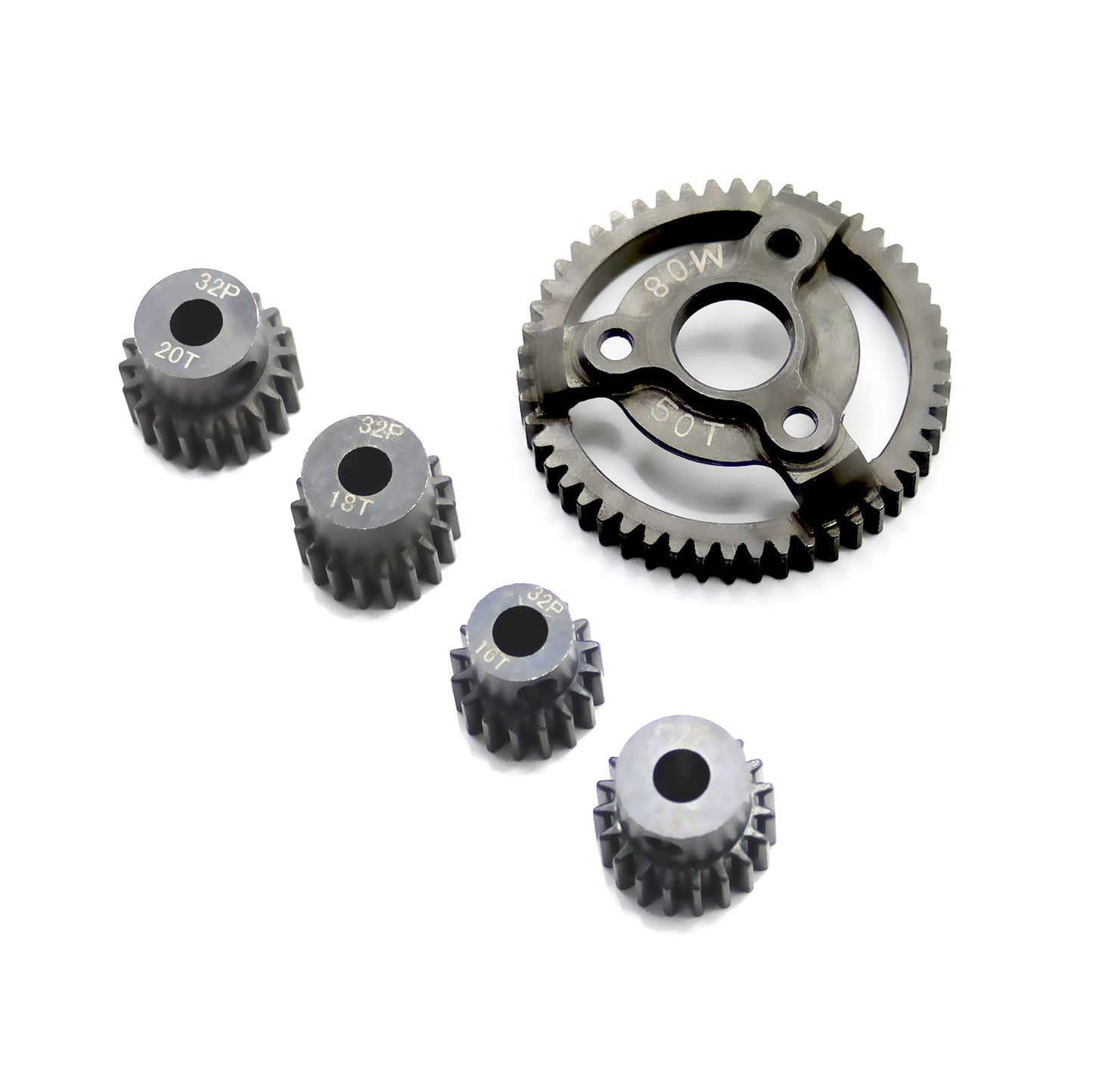 Mesimsple Steel Slash 2WD Spur Gear 50T 32P & Pinion Gear 16T 18T 19T 20T for 1/10 2wd Rustler Stampede Transmission Gears Upgra