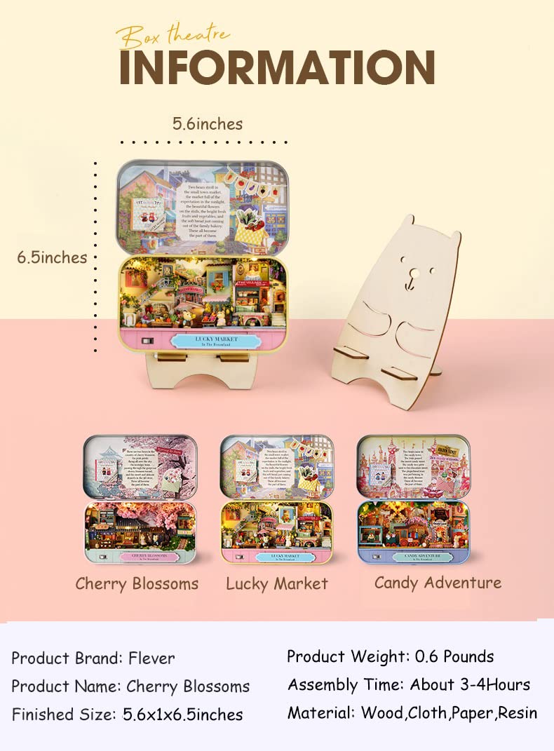 Kisoy Dollhouse Miniature with Furniture Kit  Handmade DIY House Model for Teens mature-themed Gift (Lucky Market)