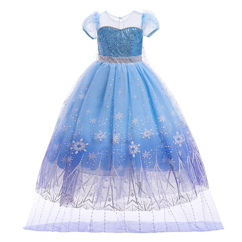 Fmyfwy Girls Frozen Elsa Princess Fancy Dress Up Outfits Halloween Costume Christmas Birthday Party Tulle Gown W/Accessories Blue 3T