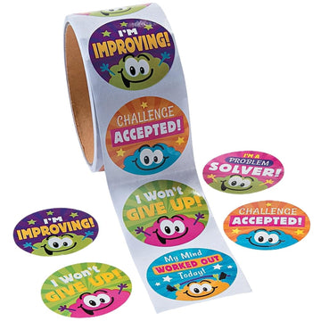 Fun Express Growth Mindset Stickers - 1 Piece - Educational and Learning Activities for Kids