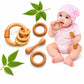 Shreeja Shilpcraft Neem Wood Baby Rattle With Teether, Natural Wooden Toy Combo Set For Infants, 4 Pieces