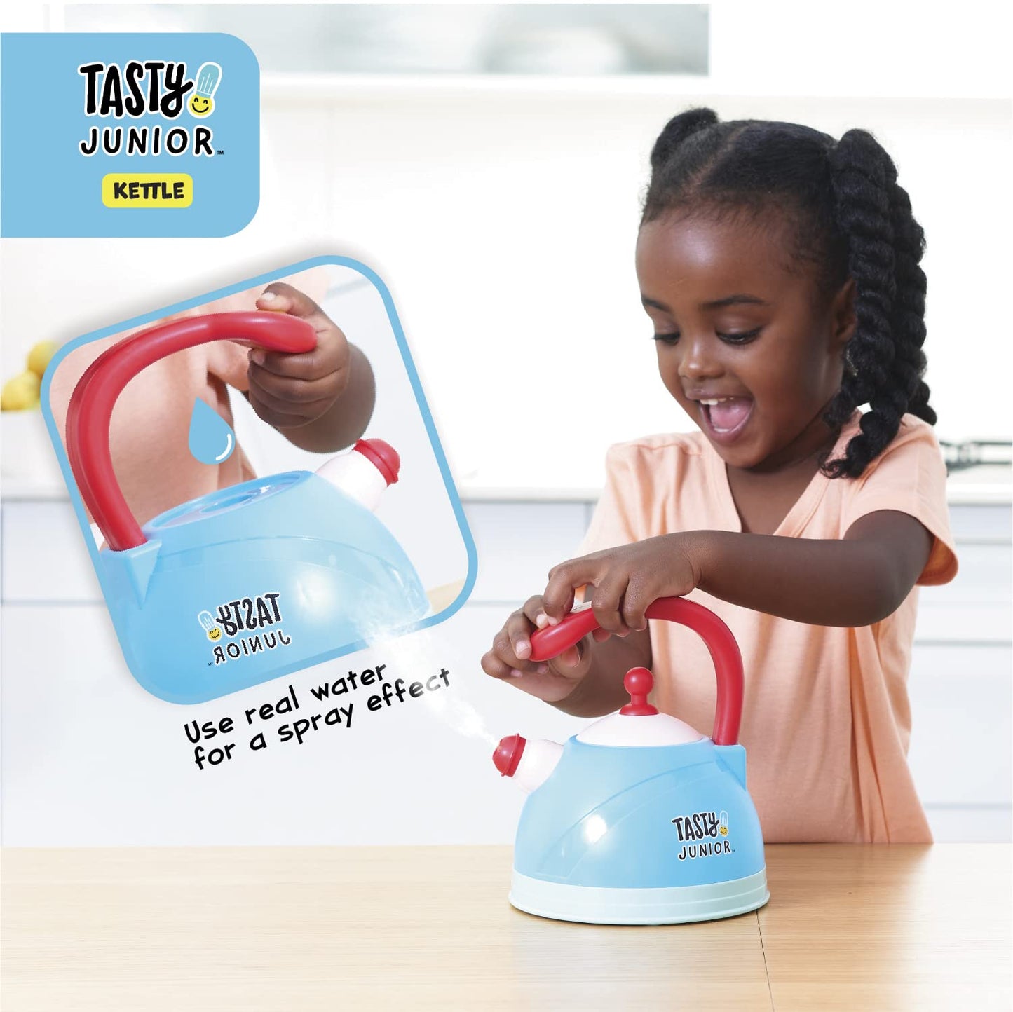 Red Toolbox Tasty Junior Kettle Set With Realistic Lights & Sounds For Imaginative Tea Time Fun