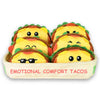 Inspirational Emotional Support Tacos Plush Toy, 6 Cute Stuffed Tacos in 1 Soft Serving Tray, Funny Stuffed Animal Gift for Wome