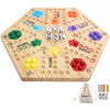 Medikaison Wahoo Board Game - Double Sided Painted Wooden Fast Track for 4-6 Players, 14.8 IN, Small Log, Includes 24 Marbles & 6 Dice