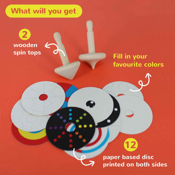 Shumee Handmade Wooden Spin Tops - 2Pcs & Patterns | Fun Party Favors | Wood Spin Tops for Kids | Sensory Toys | Birthday Gift |