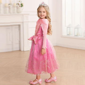 Itvti Little Girls Princess Costume Dress Up Cosplay For Carnival Halloween Party Pink, 6-7 Years(Tag 140)