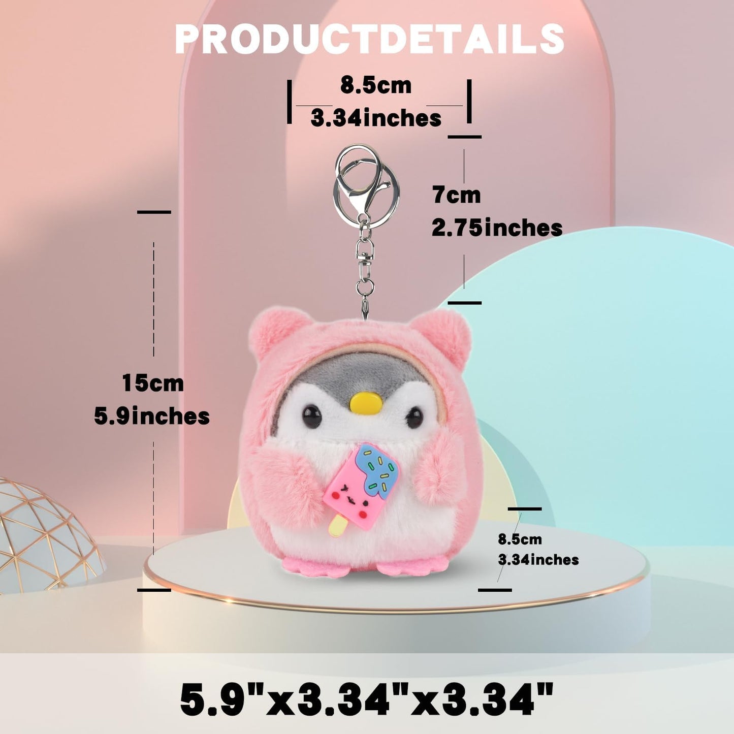 Anboor 2 Pcs Small Stuffed Animals Penguin Plush Toy With Keychain Award Goodie Bag Fillers Penguin Plushies Animal Toy Easter P