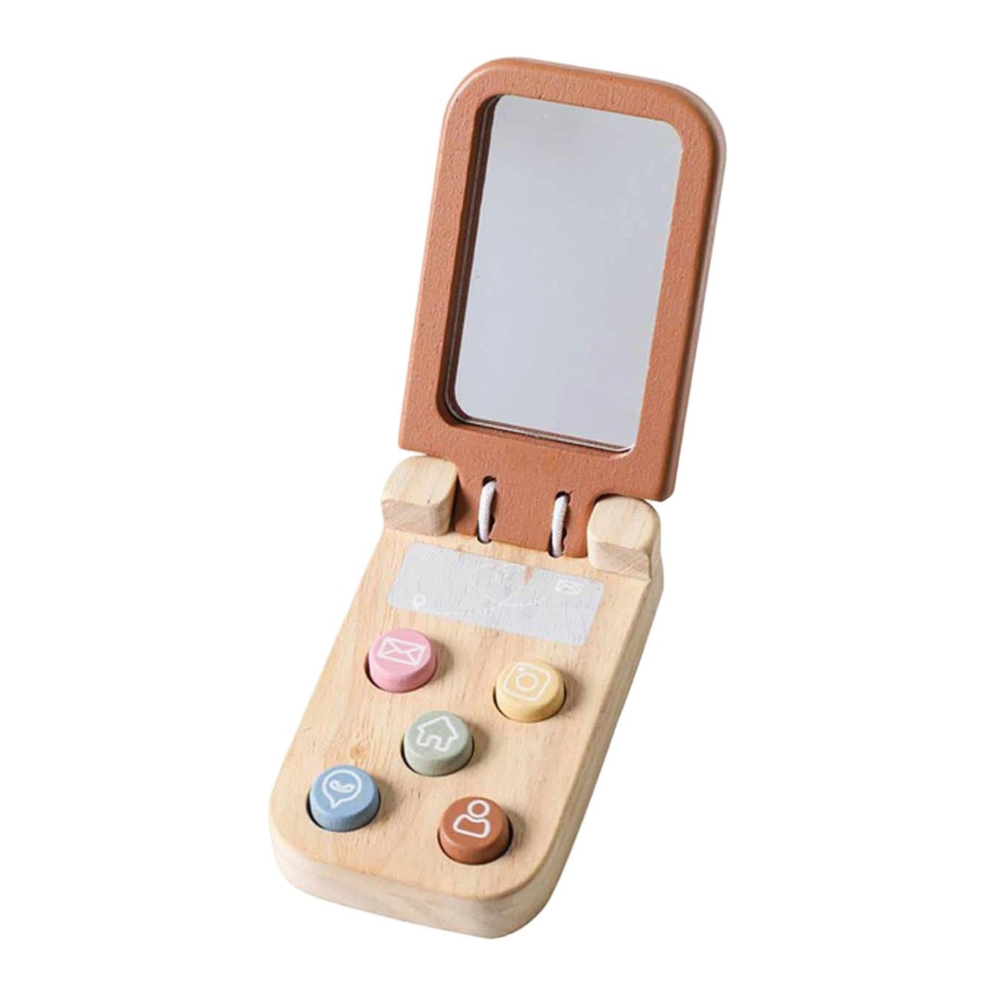 Heavenglow Wooden Cell Phone Toy Enhance Fine Motor Skills Flip Pretend Play Phone