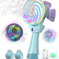 Bubble Wand - Rechargeable Bubble Machine for Kids with Color-Changing Lights & Windmill Lollipop Design - Gifts Toys Ages 3+ fo